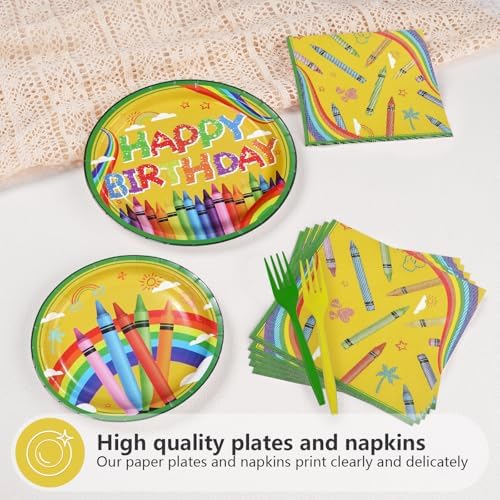 96Pcs Crayon Themed Birthday Party Supplies, Serves 24 - Image 3