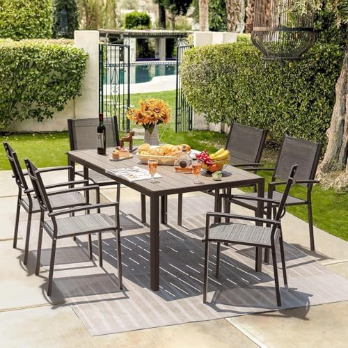 Homall 7-Piece Patio Dining Set, Metal Outdoor Dining Set for 6, Light Grey - Image 2