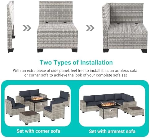 Outdoor Patio Furniture Set PE Wicker Rattan Outdoor Sectional Sofa - Image 3