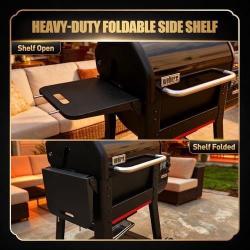 QuliMetal Foldable Side Shelf for Weber Searwood 600/600XL/Smoque/Smoque XL - Image 5