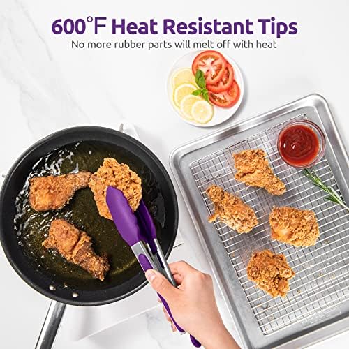 U-Taste Kitchen Tong for Cooking, 600ºF Heat-Resistant Silicone, 9in/Purple - Image 3