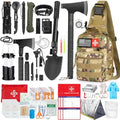 Survival Kit, 262Pcs Survival Gear and Supplies with First Aid Kit Pouch and Crossbody Bag, Emergency Kit with Tent, Camping Axe Hammer, Survival Shovel w/Pick, Bug Out Bag Gifts for Men Women by RIKOJUXI