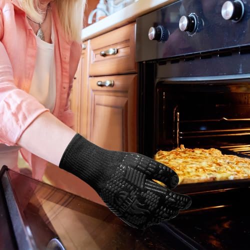 BBQ Gloves, 1472°F Heat Resistant with Silicone Grip Oven Mitts - Image 4