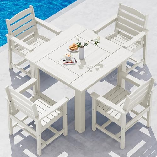 SERWALL HDPE Outdoor Square Dining Set for 4 by SERWALL