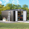 MXV 12 x 10FT Outdoor Storage Shed, Metal Garden Shed with Windows, Double Lockable Doors & Sloped Roof, Waterproof Tool Sheds for Backyard Garden Patio Lawn, Black by Unknown