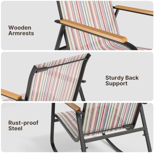 Ahomly 4-Piece Patio Furniture Set, Textile Conversation Set, Stripe - Image 6