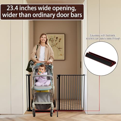 DEARBB Extra Wide Baby Gate Ultra Narrow Spacing 30.11-77.36" Pressure Mounted Double Lock Swing Auto Close Walk Through Metal Safety Pet Gate for Stairs and House Doorway Kitchen - Image 4