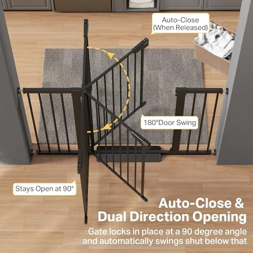 Cumbor 29.7-51.5 in Extra Wide Baby Gate for Stairs, Dog Gate Indoor Black - Image 5