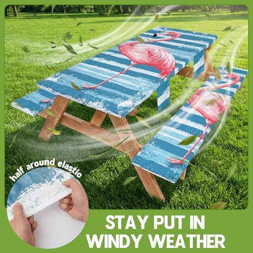 Picnic Table Cover with Bench Covers Elastic Table Cloth Cool Fun Unique Ideas Birthday Party Christmas Xmas Mother Valentine's Day Camping Gifts for Camper RV Owner Camping Lovers Women Mom Adult - Image 3
