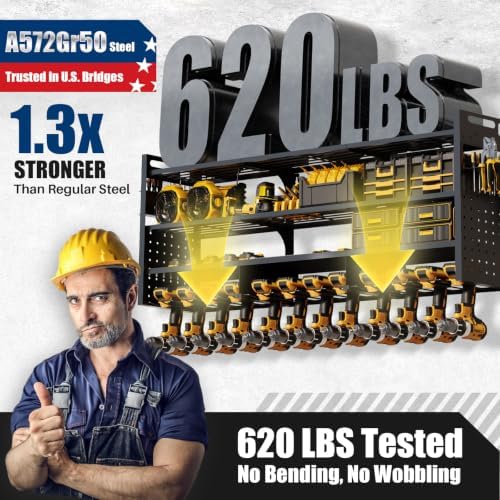 Large 49'' Wide Power Tool Organizer Wall Mount, 4-Tier - Image 2