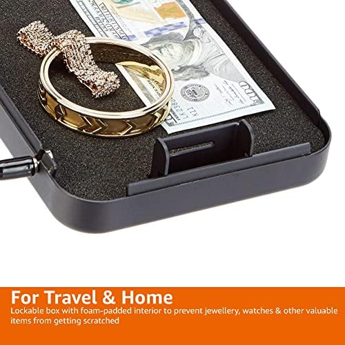 Amazon Basics Portable Security Case Lock Box Safe with Combination Lock for Documents, Valuables, Personal Items, Dorm Room, Home, Large, Black - Image 4