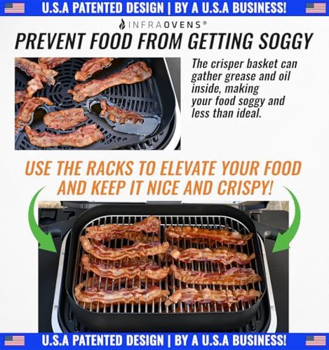 Stainless Steel Rack Set for Ninja Woodfire Outdoor Grill and Smoker with Waterproof Cooking Guide Accessory OG701 OG751 7-in-1 Wood Fire Electric Air Fryer Accessories, Dishwasher Safe by INFRAOVENS - Image 4