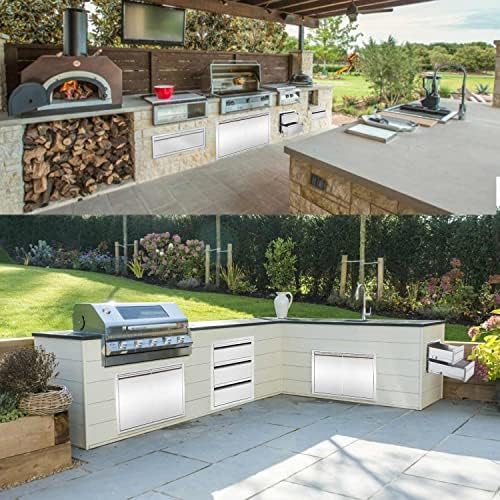 17" W Outdoor Kitchen Double Drawer with Paper Towel Holder Combo Works with Your Grilling or Prep Zones Flush Mount for Outdoor Kitchen Island（Overall Size:17" W x 30" H x 21" D inch） - Image 6