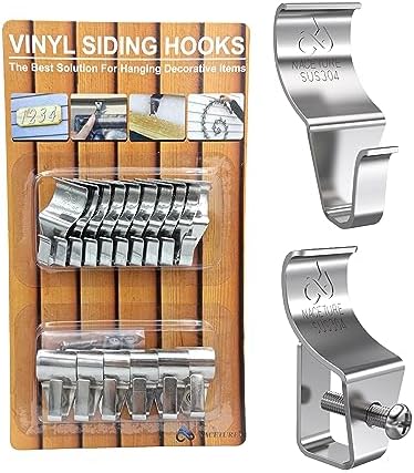 NACETURE Vinyl Siding Hooks & Screw Hooks, 16 Pack No-Drill Stainless Steel by NACETURE