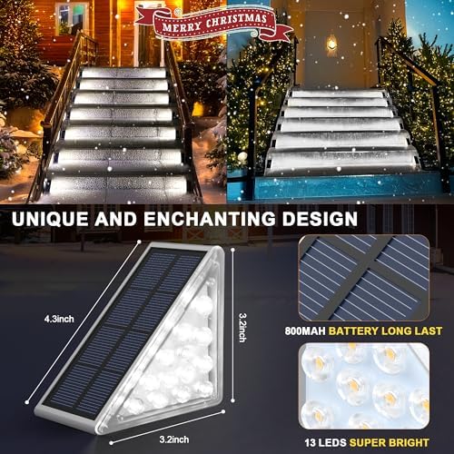 AUDLES LED Solar Step Lights Waterproof Outdoor Stair Lights, Solar Deck Lights Outdoor Decor IP67 Solar Decoration Lights for Yard (Cool White, 2 Pack) - Image 6