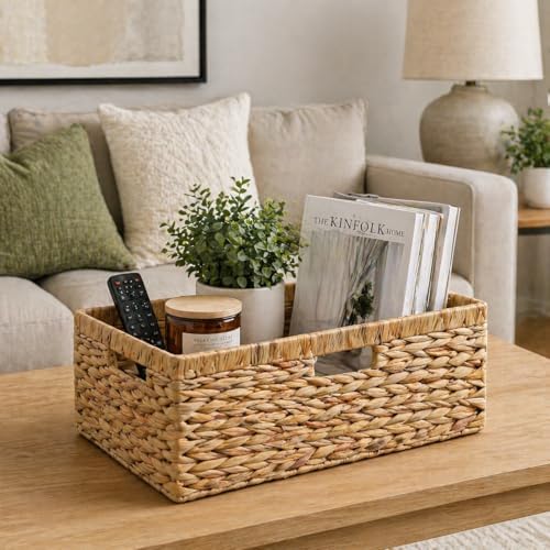 Large Wicker Basket, Water Hyacinth Wicker Storage Basket for Organizing - Image 6