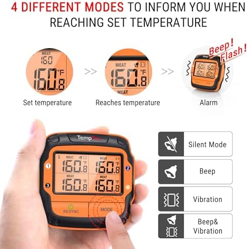 TempPro TempSync 1000FT Wireless Meat Thermometer for Grill with 4 Probes - Image 5
