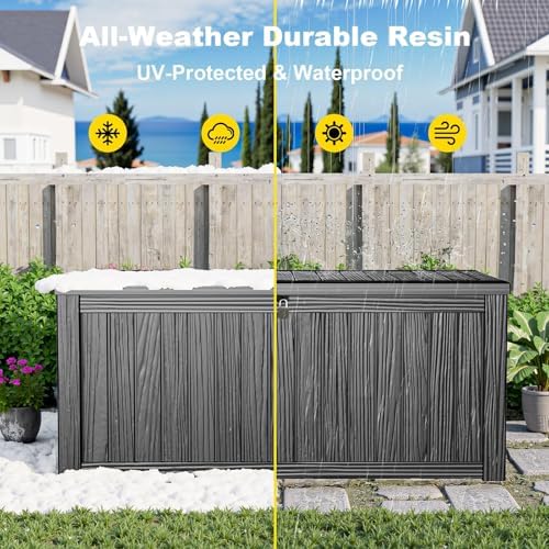 200 Gallon Large Outdoor Storage Box, Black - Image 6