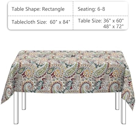 LVTXIII Rectangle Outdoor Tablecloth with Umbrella Hole and Zipper, Water-Repellent 60 x 84 Inch Patio Table Cover for Picnic, Garden, Backyard Dining, Vibrant Paisley - Image 3