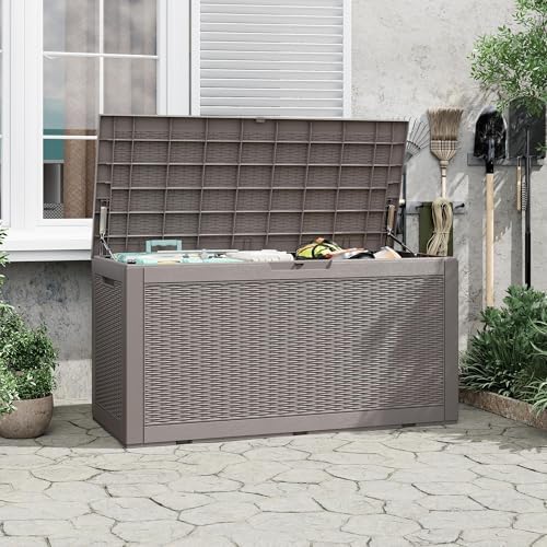 Outdoor Storage Waterproof Deck Box for Patio (120 Gallon, Grey) - Image 5