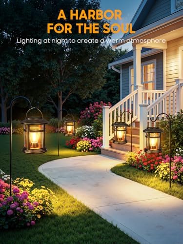 Solar Lantern Outdoor Waterproof, 6 Pack Bright Hanging Solar Lights for Outside Decorative, Upgraded Solar Powered Lanterns LED Lighting for Garden Patio Porch Decor Gifts (Antique Copper) - Image 6