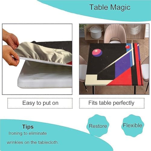 Card Table Tablecloths, Modern Minimalism Pattern Printed on Oilproof Fitted Table Covers, Suitable for Home Dining Camping BBQ, Fit for 40" x 40" Square Tables - Image 3