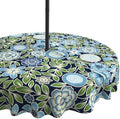 LVTXIII Round Outdoor Tablecloth with Umbrella Hole and Zipper, Water-Repellent 60 Inch Patio Table Cover for Bistro, Garden, Patio & Picnic, Botanical Blues by LVTXIII