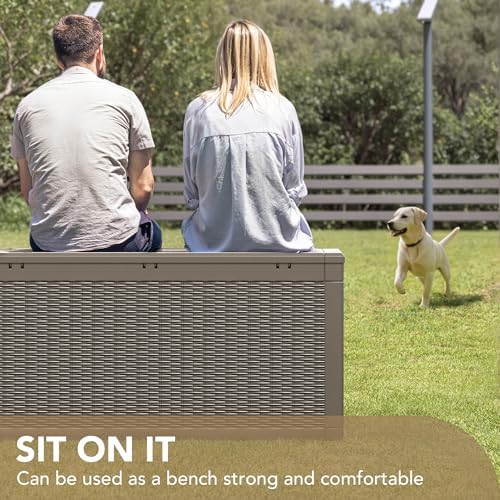 Devoko 100 Gallon Waterproof Deck Box, Resin Large Outdoor Storage Box - Image 3