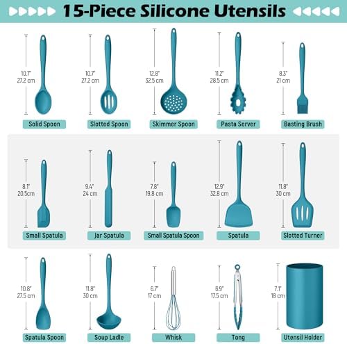Homikit Silicone Cooking Utensils Set, 15 PCS Kitchen Utensil Spatula Set - Image 2