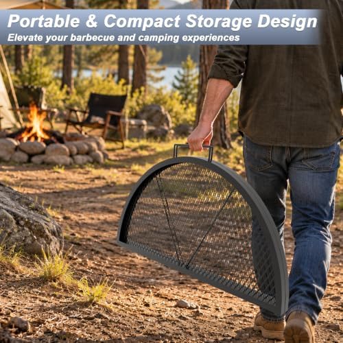 30 Inch Round Folding Fire Pit Grill Grate for Outdoor Campfire, Gathering - Image 5
