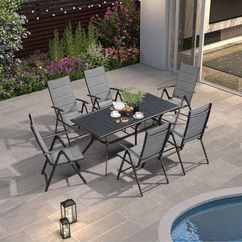 PURPLE LEAF Outdoor Dining Table for 6-Person with Height Adjustable Feet - Image 2