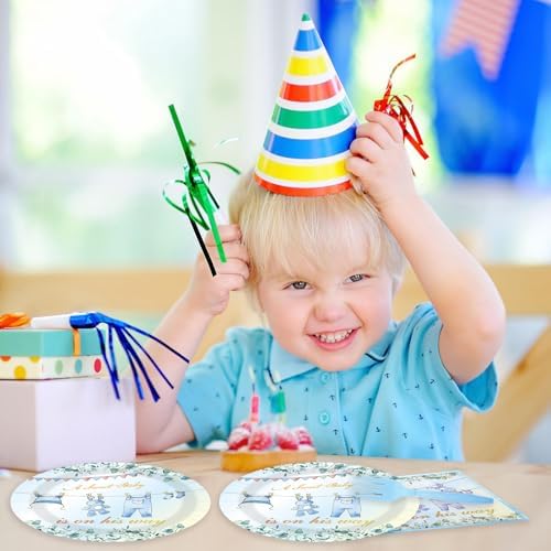 75PCS Greenery Baby Shower Plates and Napkins Decorations Party Favors, 7Inch A Sweet Baby Is on His Way Baby Boy Shower Paper Plates Disposable Dessert Tableware Party Supplies - Image 6