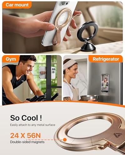 andobil 2026 Premium Leather Magnetic Phone Grip Holder for MagSafe, Stable - Image 4