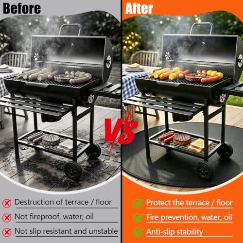 48" Fire Pit Mat Double-Sided Fireproof Under Grill Mat Round Deck Patio BBQ Protector Pad Indoor Fireplace Mat Portable for Outdoor Camping - Image 4