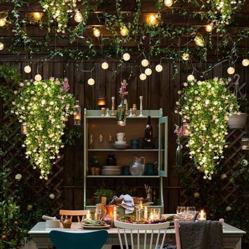 RECUTMS Hanging Fake Plants Fake Vines Artificial Plant Large White Flowers - Image 5