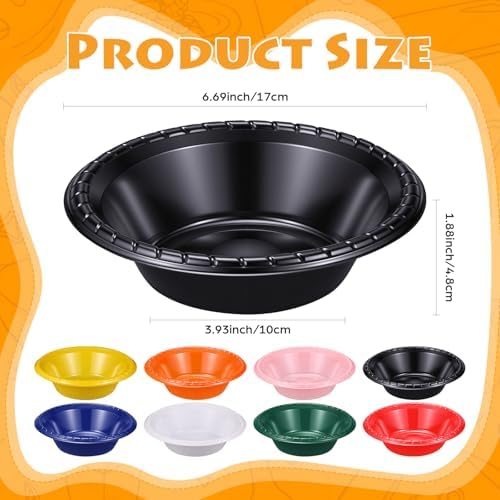 100 Pack 16oz Black Disposable Plastic Bowls Dessert, Ice Cream, Salad, Soup Serving Cups for Party, Picnic, Food Snacks (Black) - Image 2