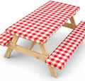 SquarePie 6FT Picnic Table Cover with Bench Covers, 3 Pack, Red Checkered by SquarePie