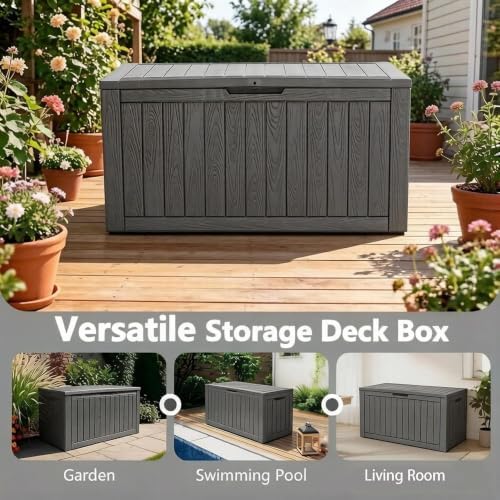 KAMABOKO 100 Gallon Outdoor Storage Box Waterproof Deck Box for Patio - Image 3