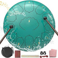 D Major Steel Tongue Drum Handpan, 12 Inch 13 Note Rain Drum for Outside Garden, Meditation Rain Chime, Musical Percussion Instrument for Adult Gift with Bag, Music Book, Drum Mallets (Lake Blue) by INNOWARMER