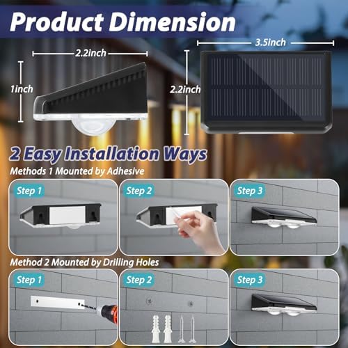 Brightever Solar Fence Lights Outdoor Black 16-Pack, 3000K/5000K/6500K - Image 5
