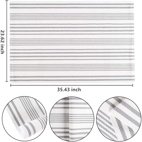 Grey and White Striped Layered Doormat 24"x35"Washable Door Mat Outdoor - Image 2