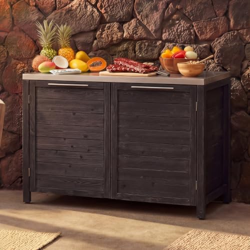 MOUMON Patio Kitchen Storage Cabinet with Stainless Steel Countertop by MOUMON
