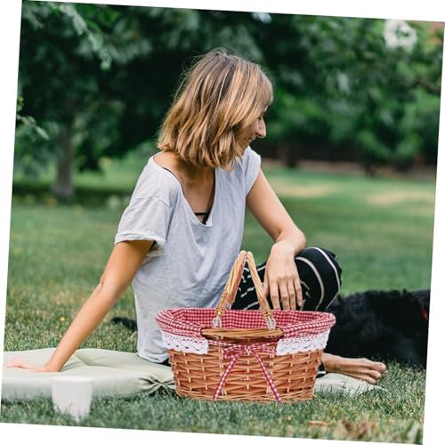 Vintage Wicker Picnic Basket with Handles, Rustic Fruit Storage Container - Image 6