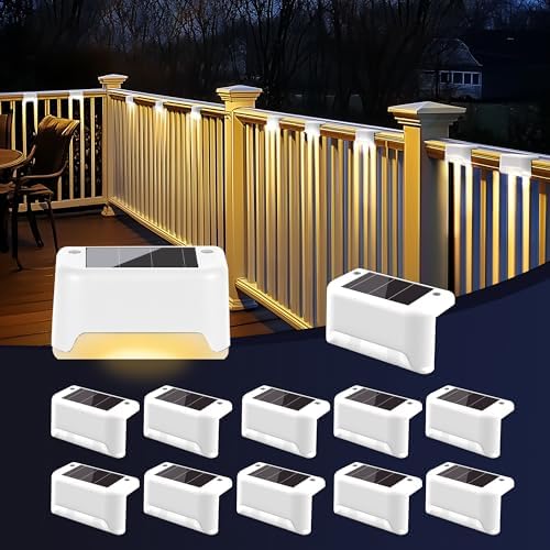 PATIOWIN Solar Deck Lights, Solar Step Lights Waterproof, Warm White, 12 Pack by PATIOWIN