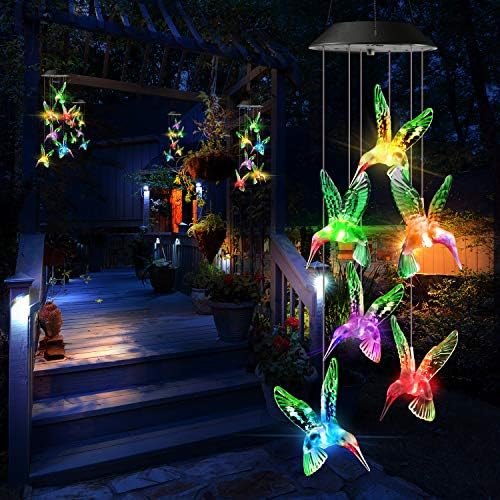 Toodour Solar Wind Chime, Color Changing Wind Chimes Hummingbird - Image 6
