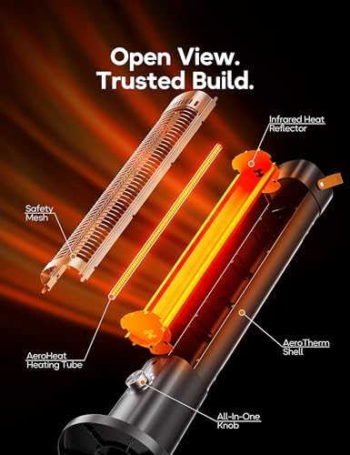 Patio Heater for Outdoor Use, Infrared Electric Outdoor Heater, 1500W Instant Heating, 60-Degree Oscillation, 9 Heat Levels, 9H Timer, Remote, for Garage, Backyard, Large Room, Indoor, 32.3", White - Image 5