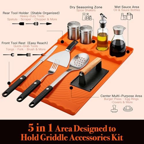 Silicone Grill Mat for Blackstone Griddle Accessories (Orange) - Image 3