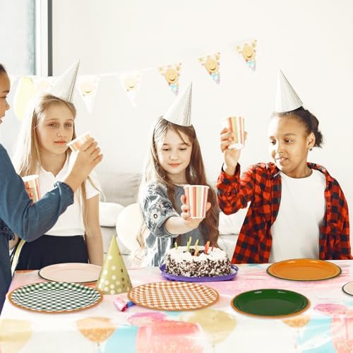 FYSUIMU 96 Pcs Camp Bachelorette Gingham Paper Plates Last Trail Before the Veil Party Decor 7" 9" Disposable Green Orange Checked Dessert Tableware for Summer Fall Wedding Birthday Bridal Shower - Image 7
