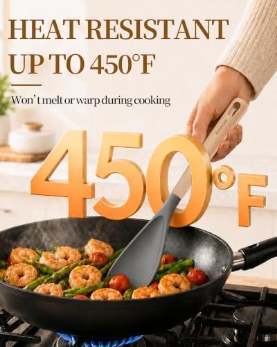 Astercook Cooking Spoon, 2 Pack, Nonstick Safe Silicone Spatula - Image 5