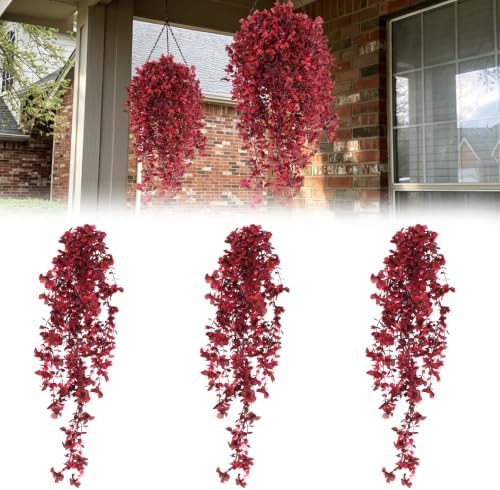 RECUTMS 3Pcs Fake Fall Flowers Artificial Hanging Plants Silk Flowers by RECUTMS
